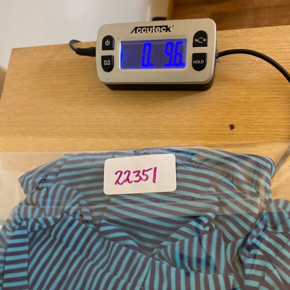 Soft Surroundings Top Womens Medium Blue Striped Ruffle V Neck Short Sleeve Knit - Picture 9 of 10